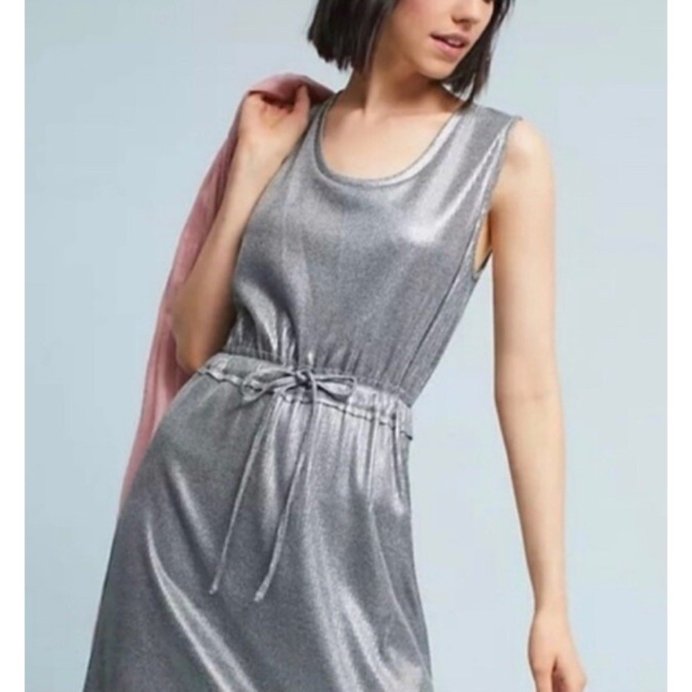 Anthropologie Dolan Left Coast Metallic Ribbed Knit Sleeveless Midi Dress- XS